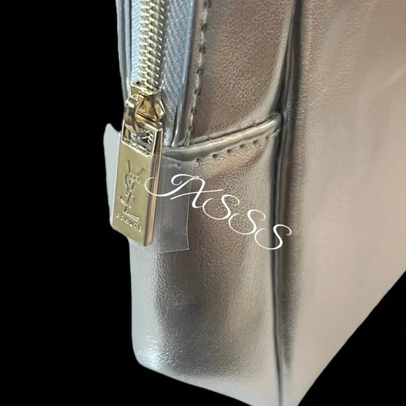 Silver-Gold YSL (Yves Saint Laurent) Beauty Cosmetic-Makeup Bag - Picture 7 of 13